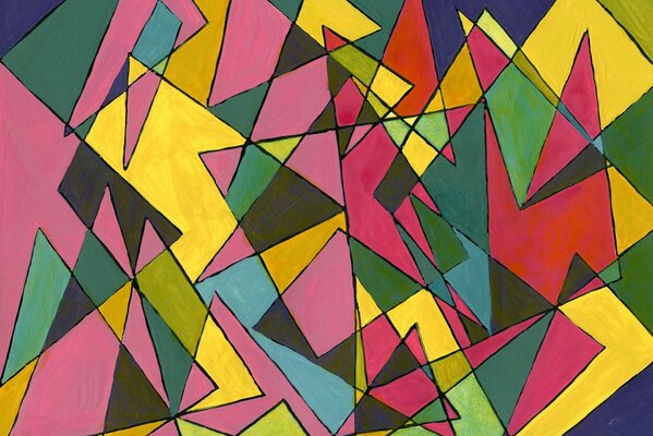 Painting colored triangles with lines