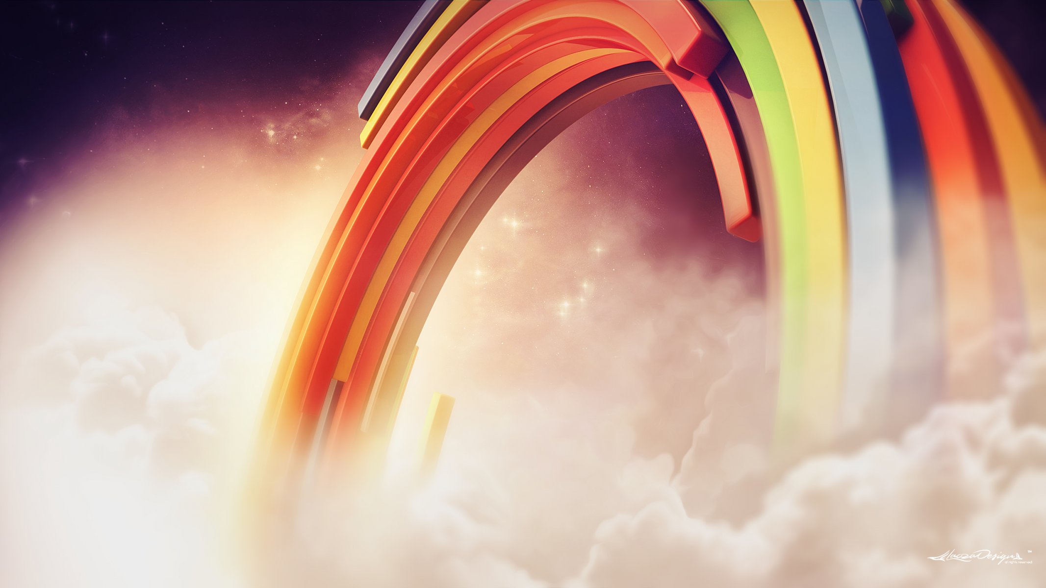 arco iris nubes render creativo