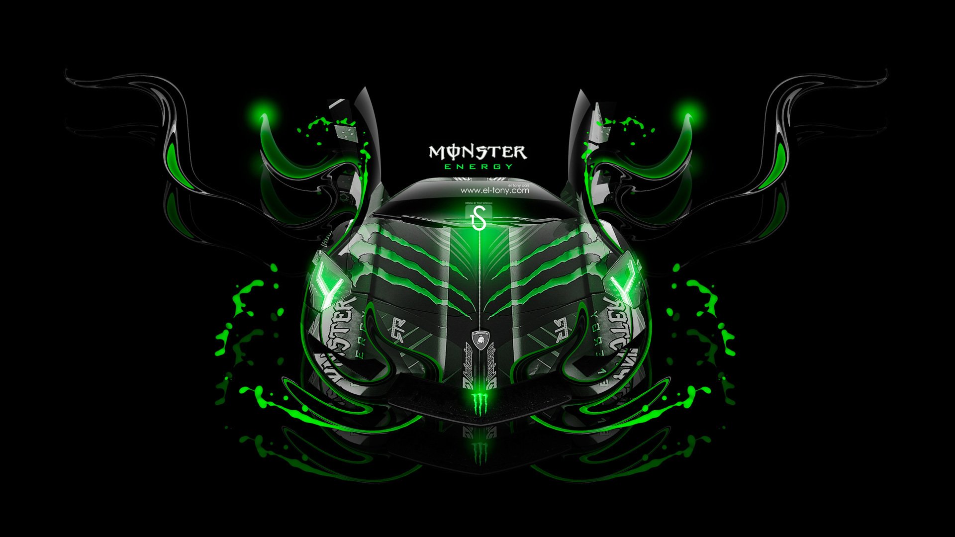 lamborghini aventador monster energy fantasy neon green el tony cars tony kohan design black lamborghini monster energy effects background photoshop