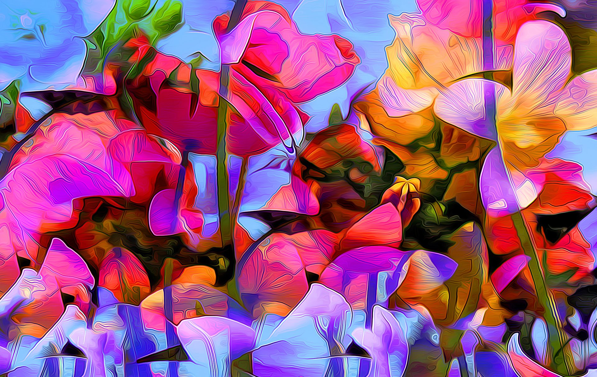 fleurs pétales plante nature peinture rendu dessin vecteur