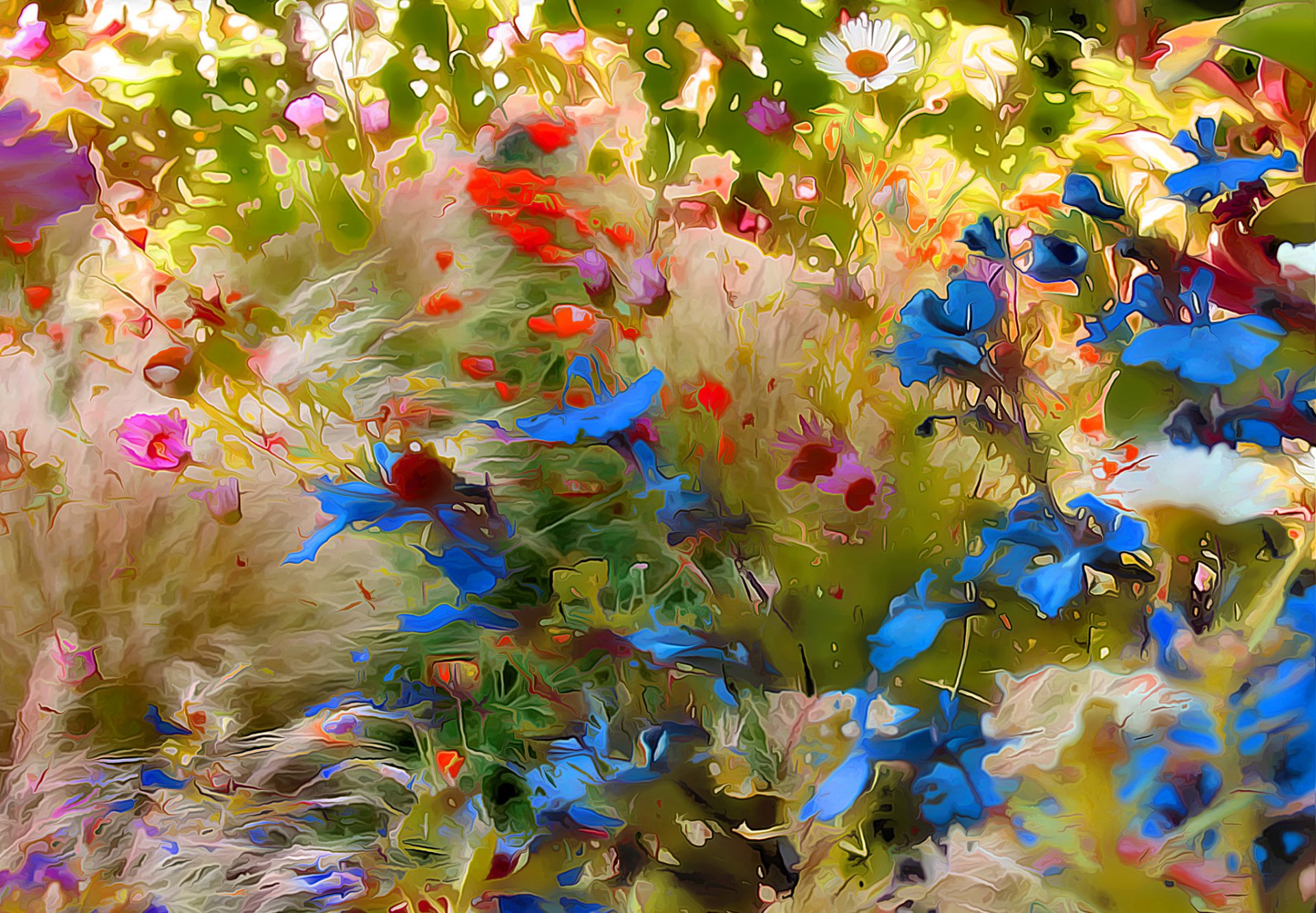 цветы поле луг природа рендеринг