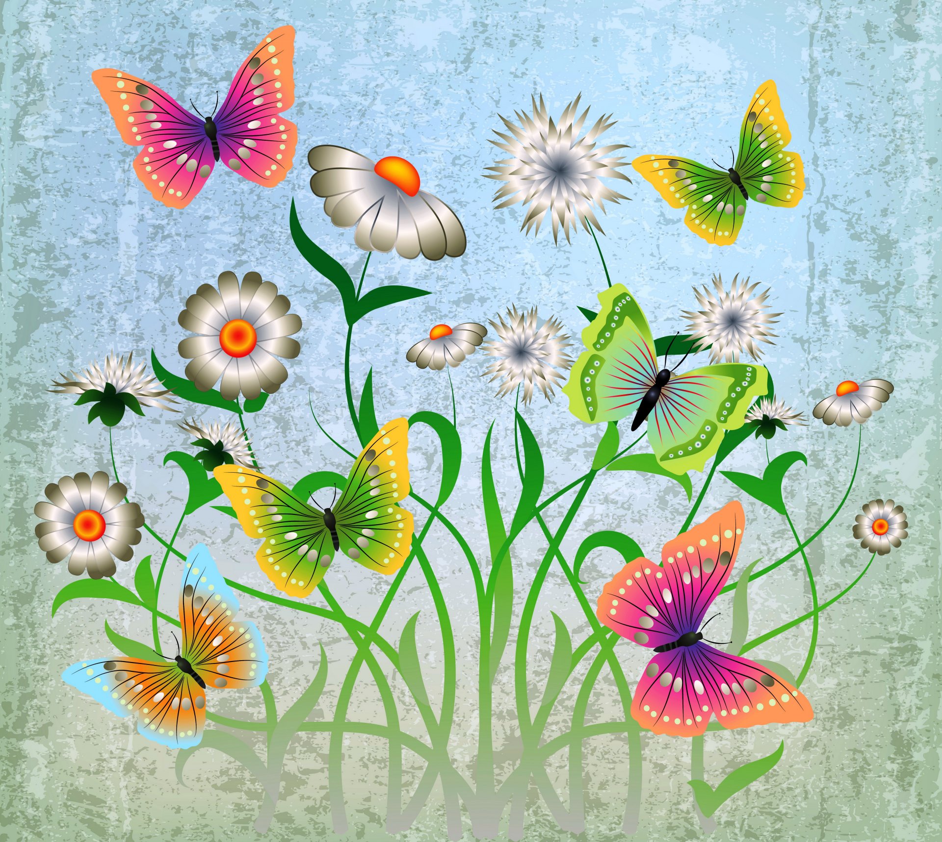 abstract grunge butterflies flowers design butterflie