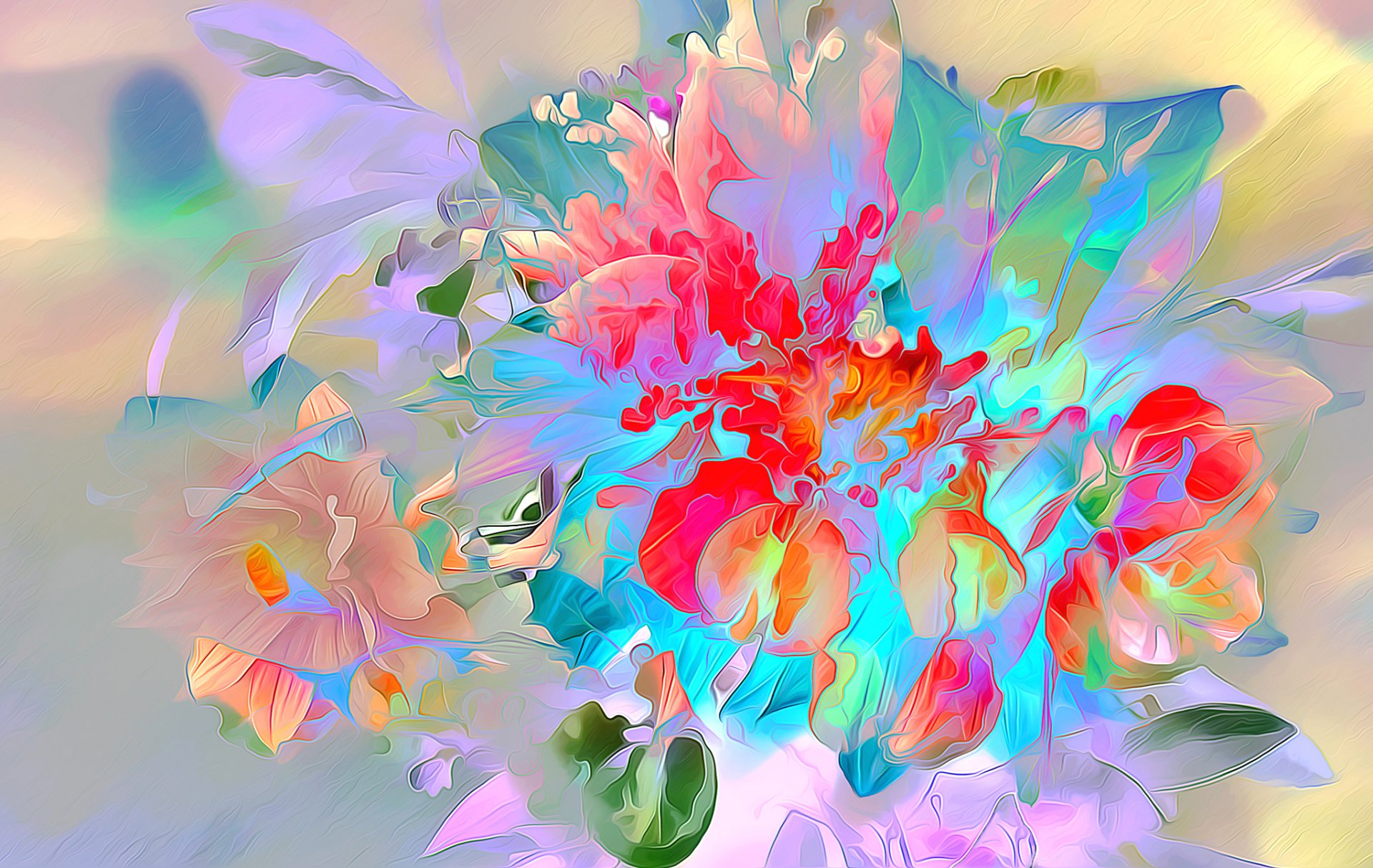 fiori petali bouquet foglie natura rendering