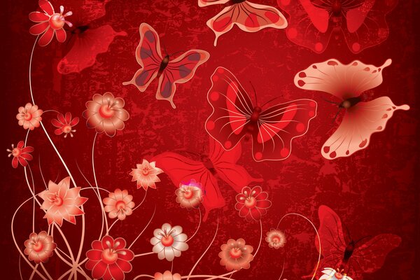 Abstrakte Textur - rote Schmetterlinge