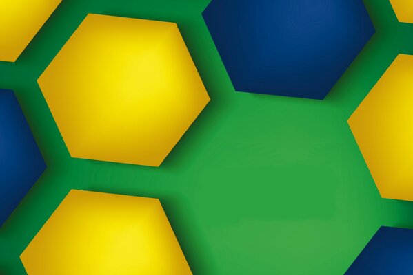 Yellow hexagons on a green background