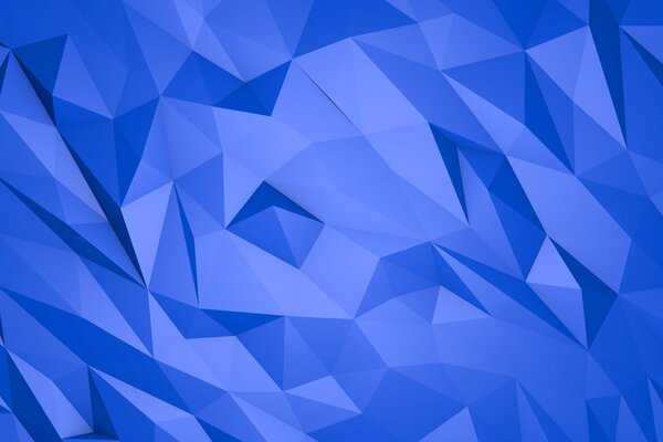 Triangles with different faces on a blue background