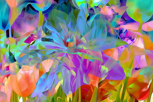 Bright flowers and petals abstraction