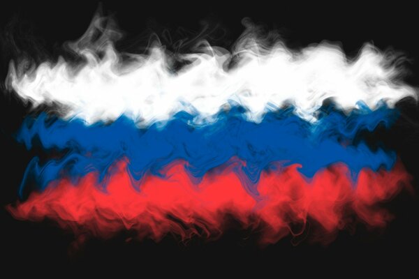 Russian flag made of smoke on a black background