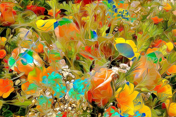Jardin parsemé de fleurs colorées