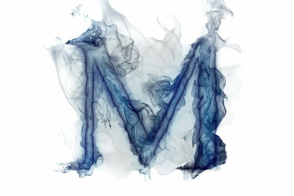 Акварельное дымчатое изображение литеры М