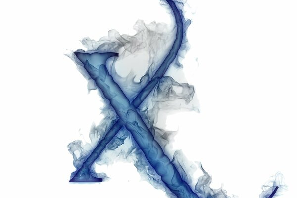 Niebieska litera X spowita dymem