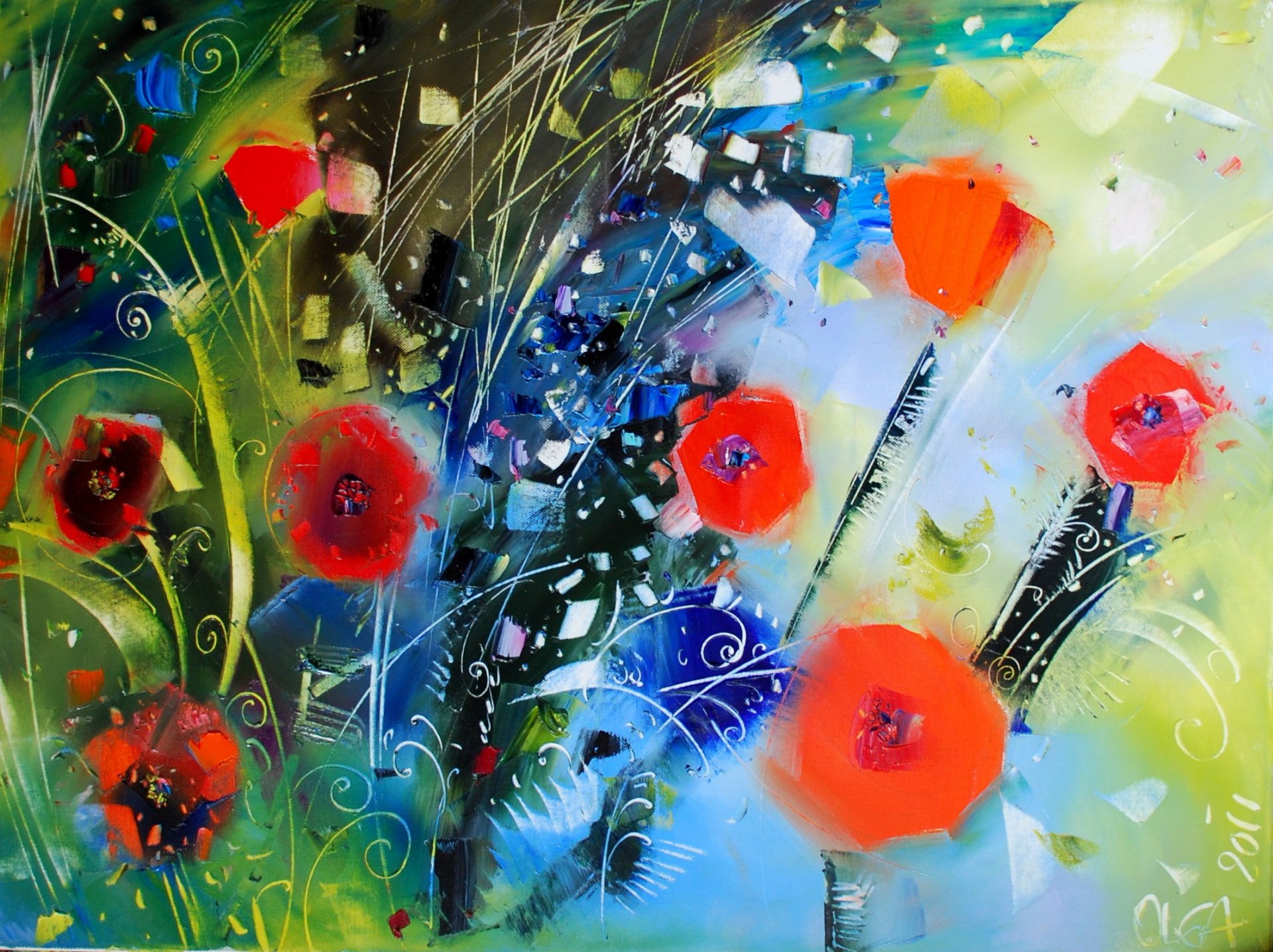 abstracción pintura pintura olga polishchuk hierbas