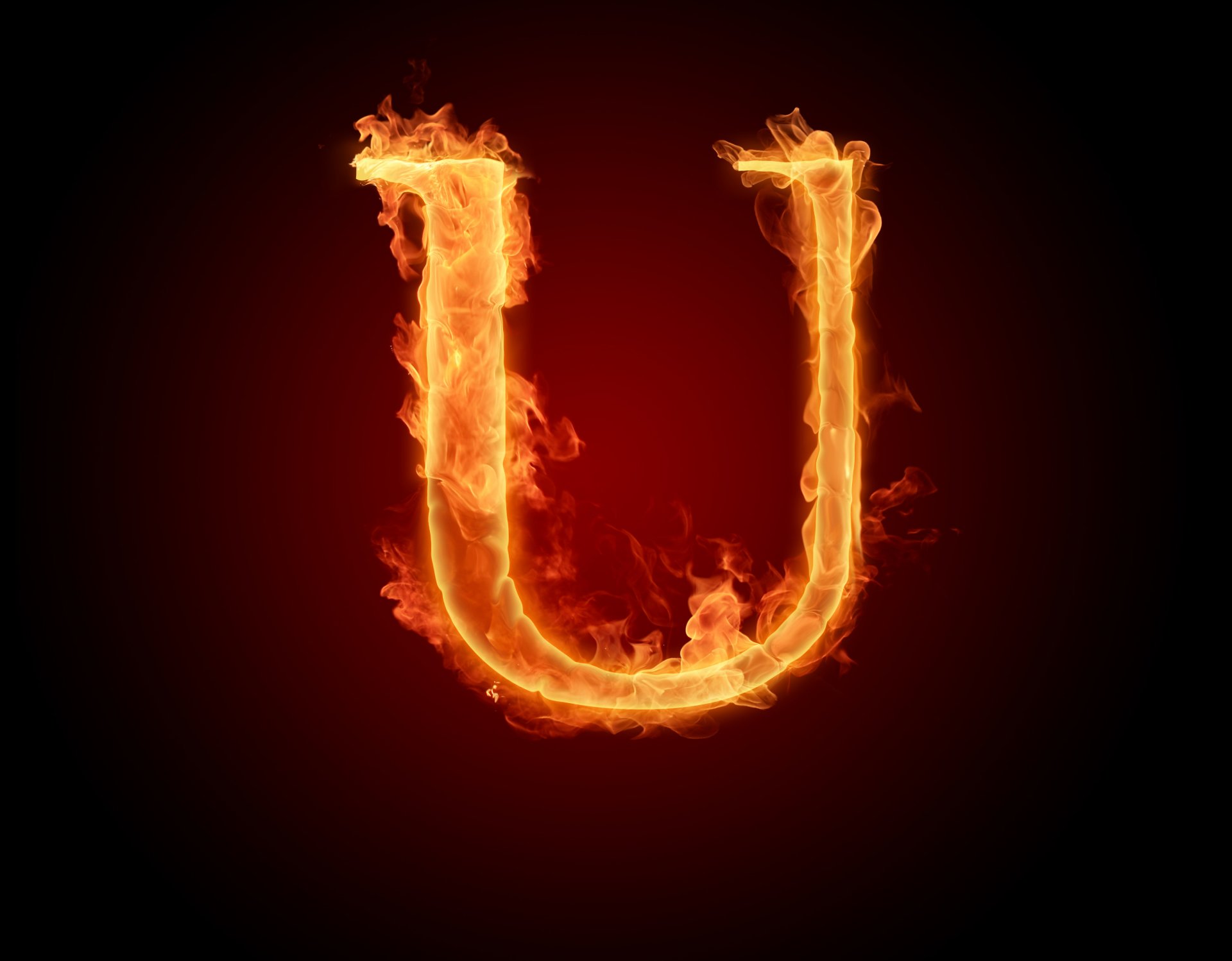 u letra llama letra fuego alfabeto