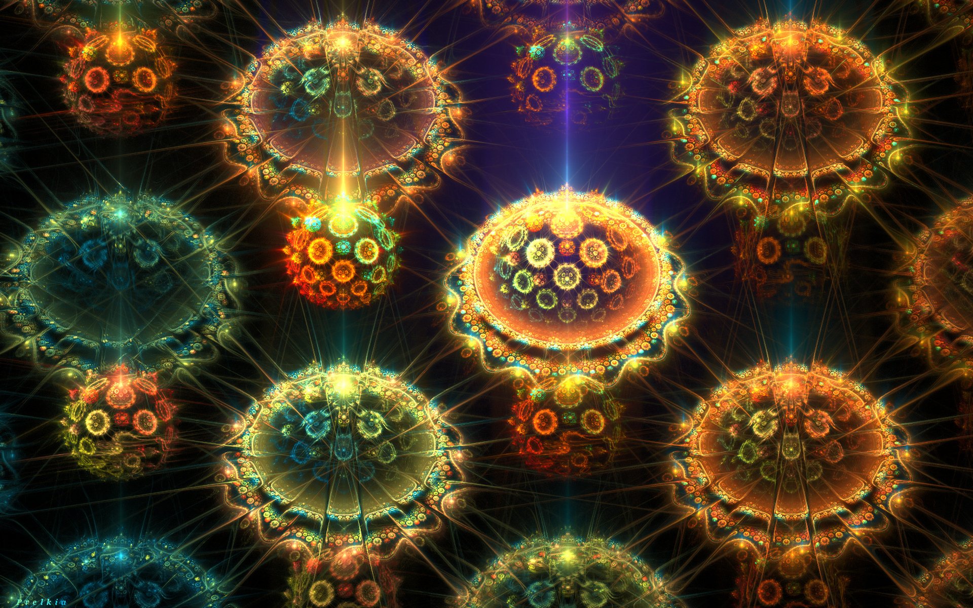 gráficos fractal arreglo artístico círculos círculos rayos esquema de color fondo