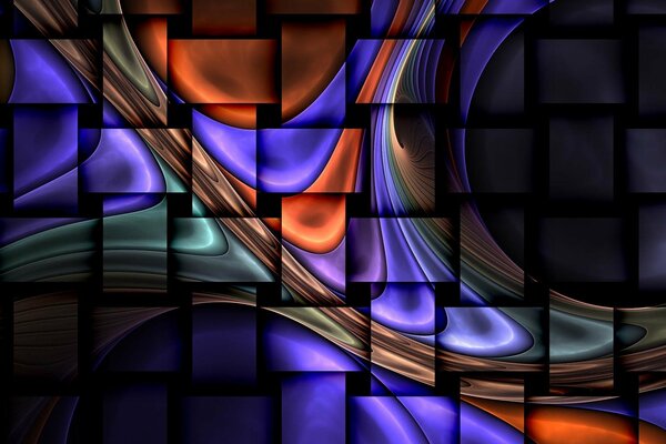 Multi-colored rectangles, the drawings of which make up one picture