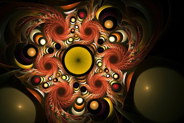 Abstraktion aus bunten Kreisen und Spiralen