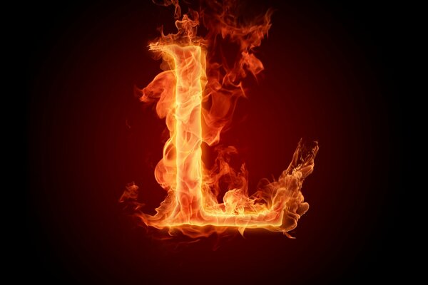 Der englische Buchstabe l in der Flamme des Feuers
