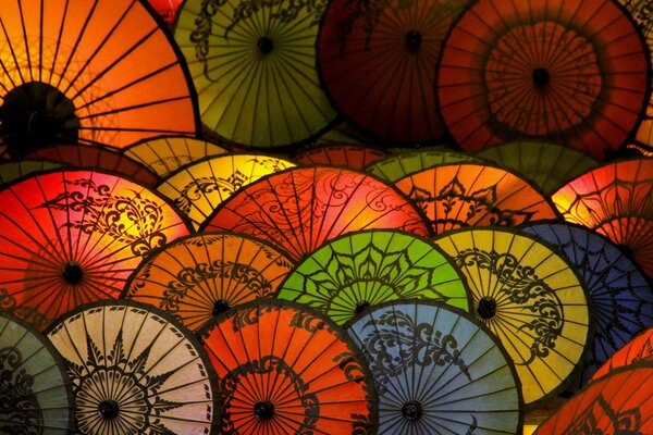 Fond de parapluies de style japonais