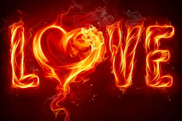 La parola amore con il fuoco