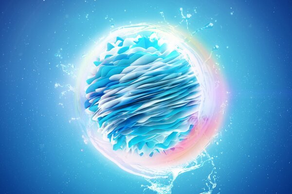 Bola en el agua de color azul