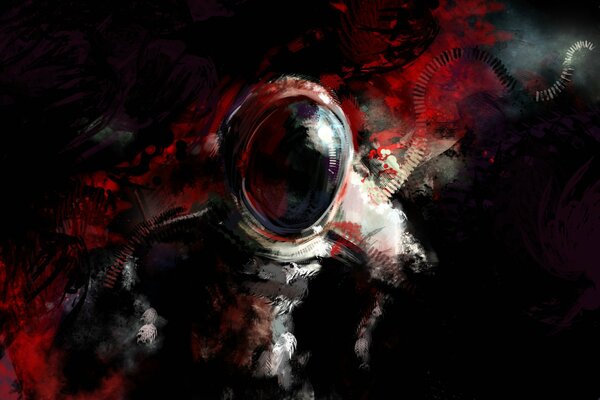 Astronauta w kosmosie w szklanym hełmie