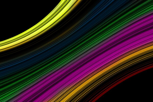 Verschiedene Biegungen von farbigen Linien