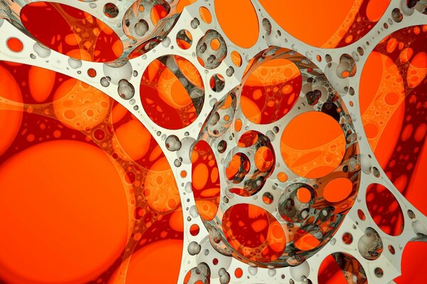 Cercles orange avec des formes grises