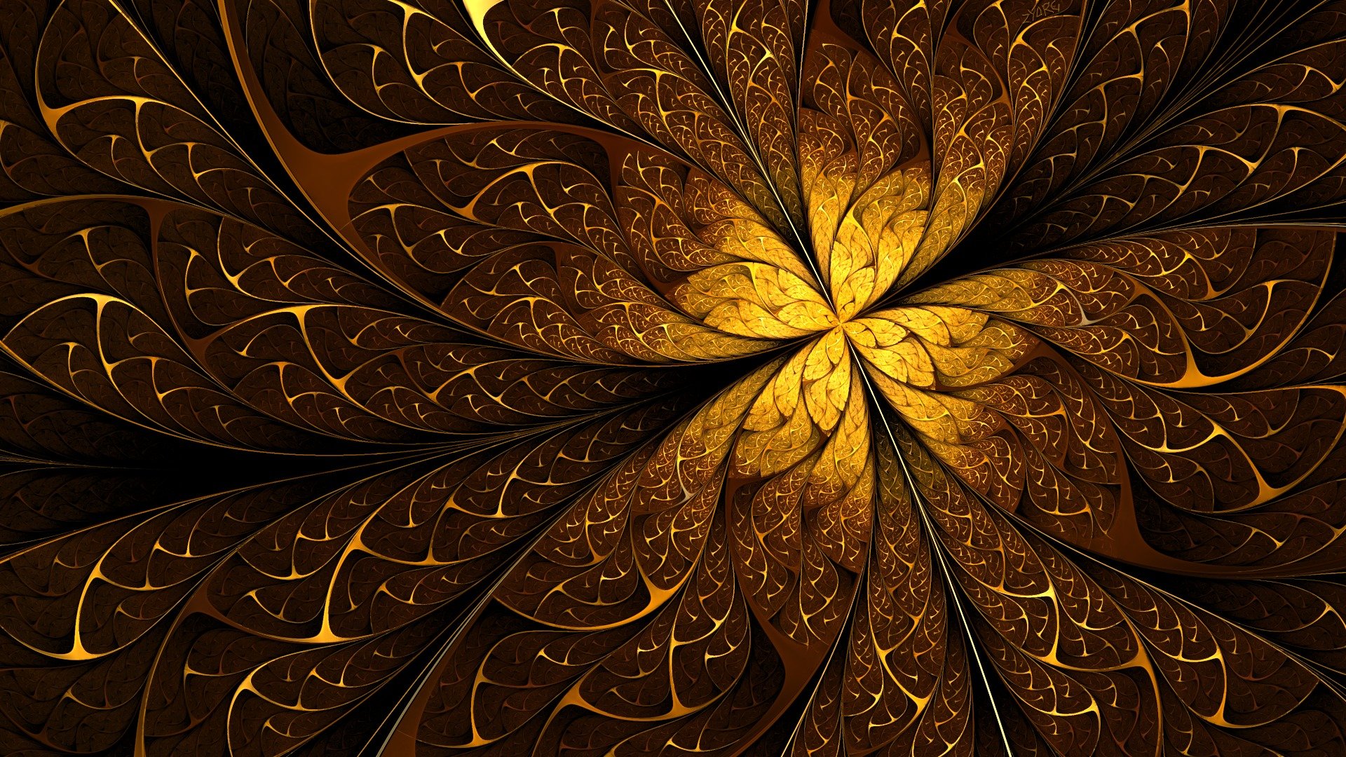 abstract fractal patterns line gold