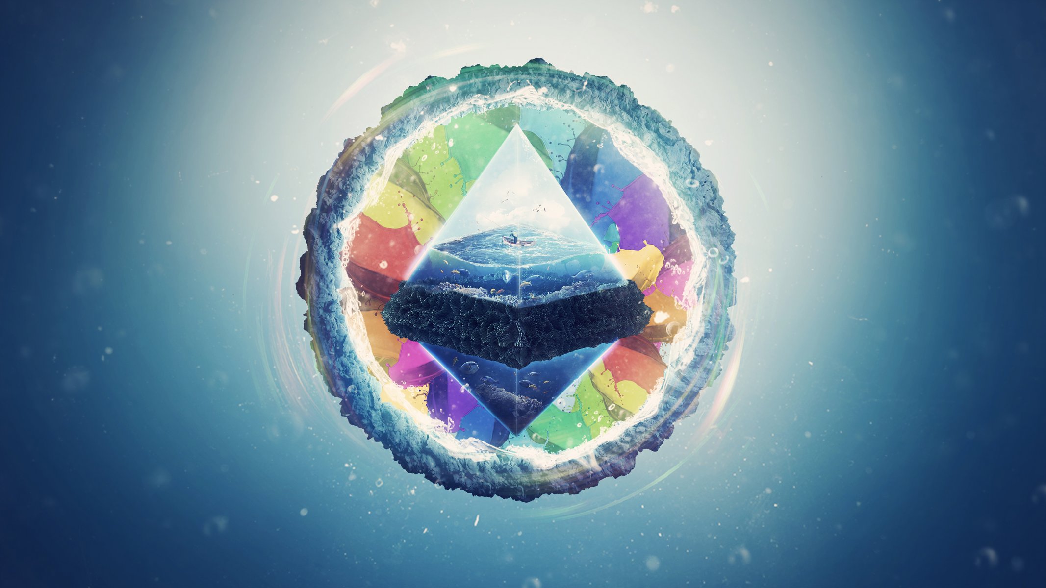 journey of the sea of life abstraction circle pyramid