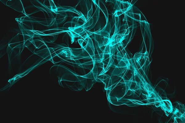 Blue cigarette smoke on a black background