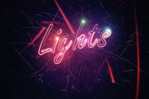 Neon Lights lettering on a black background