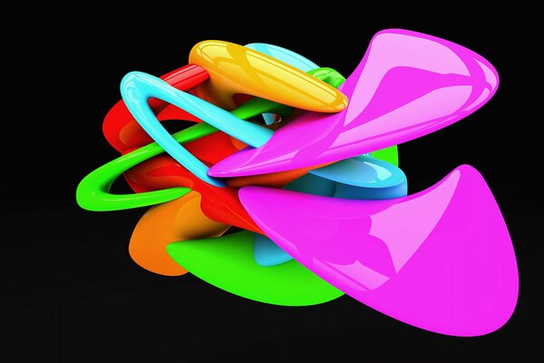 Multicolored figures on a black background