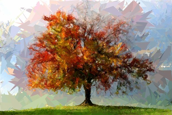 Imagen árbol brillante de otoño