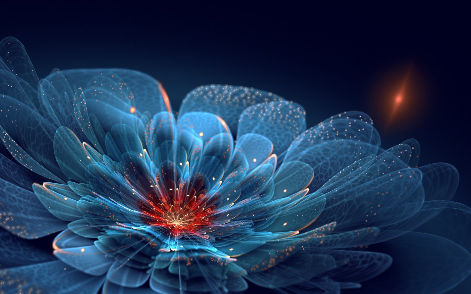 art flower petals sparks neon blue