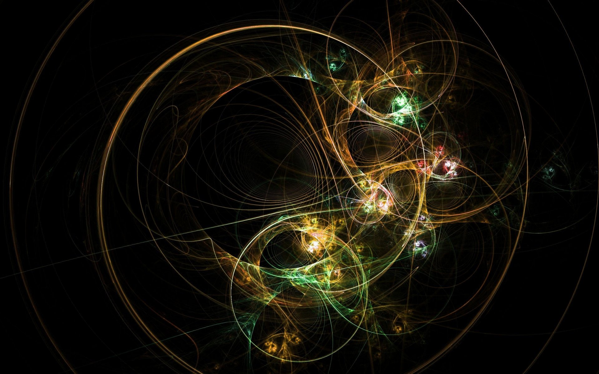 fractal black background following line yellow green