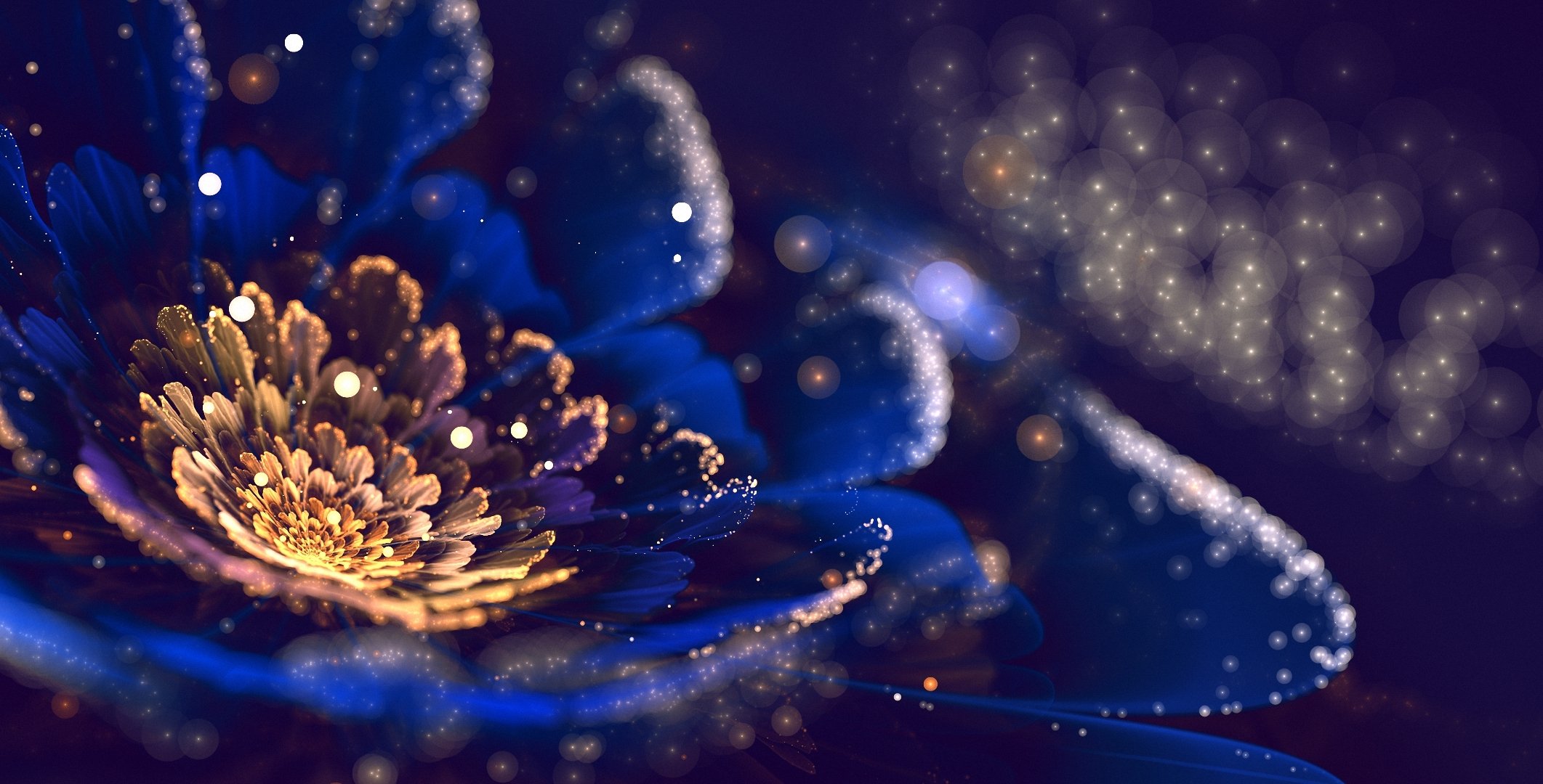 art fractal flower petals pollen bokeh