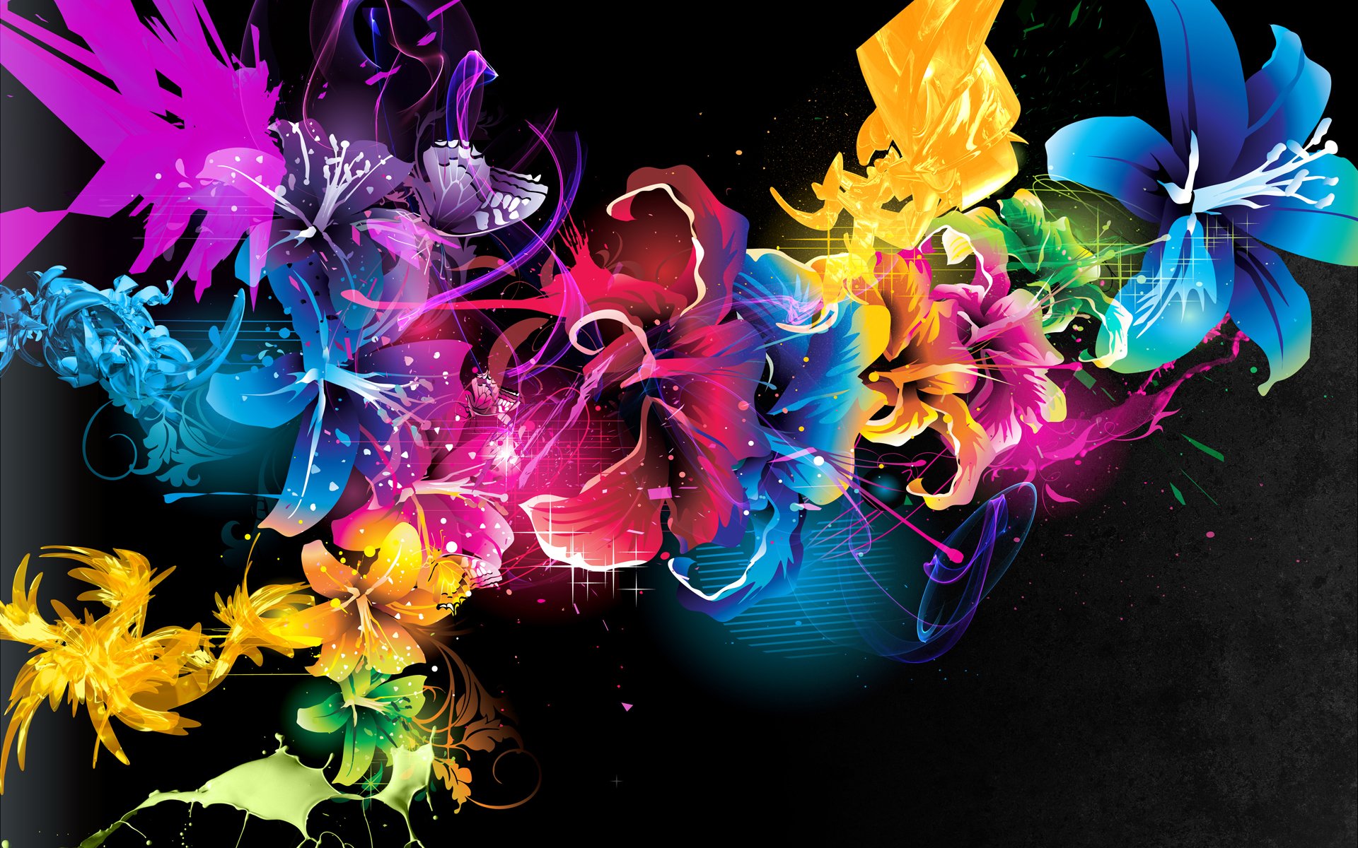 abstract flower paint patterns lines of light style abstraction flowers colors dots 1920x1200