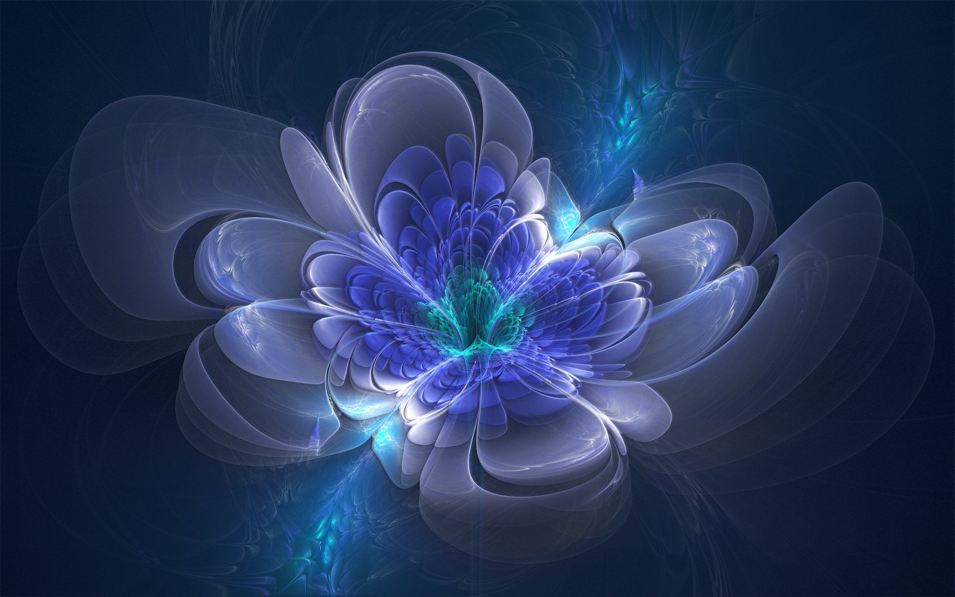 3d graphics flower blue lilac blue green petals radiance