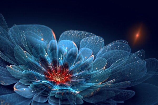 Рисунок синего цветка с неоновыми лепестками