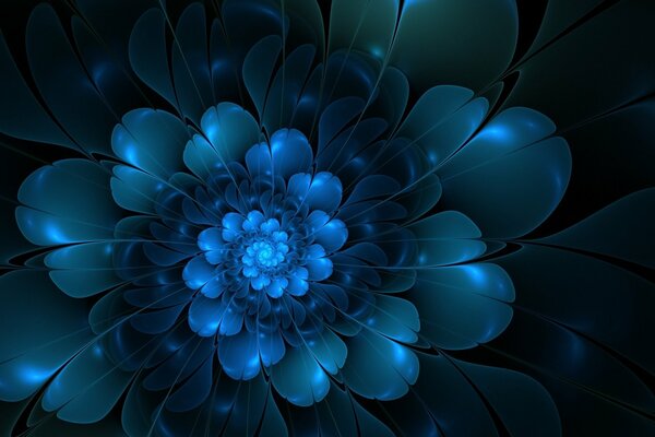 Abstract drawing in the form of a spiral of blue petals