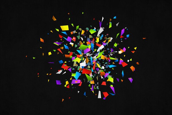 Abstraction with colored fragments on a black background