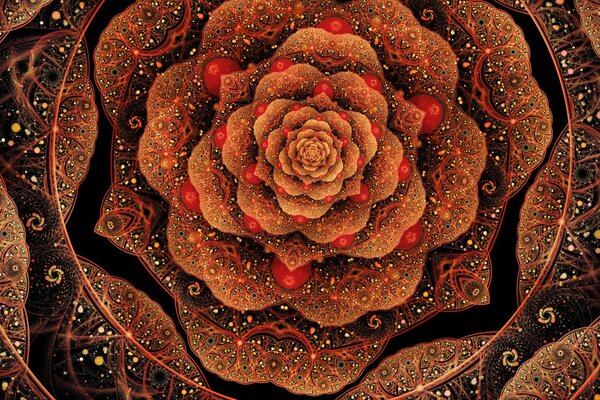 Fleur fractale avec des pétales et des motifs