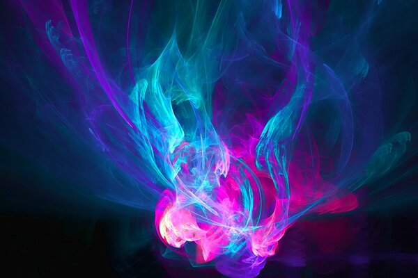 Абстрактный розово-голубо-фиолетовый огонь