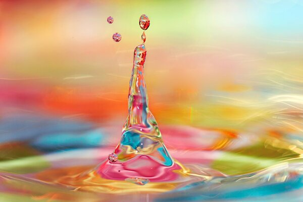 A drop of water on a multicolored background