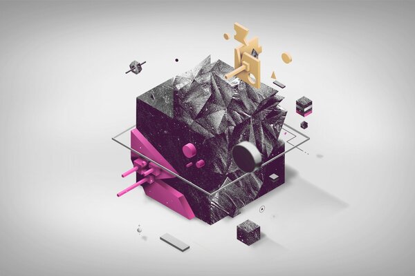 Black and pink abstract cube