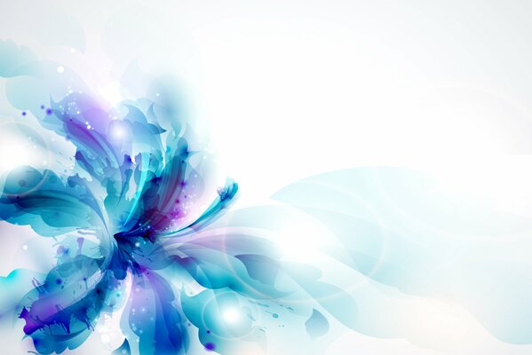 Flor azul con pistilo en resplandor azul