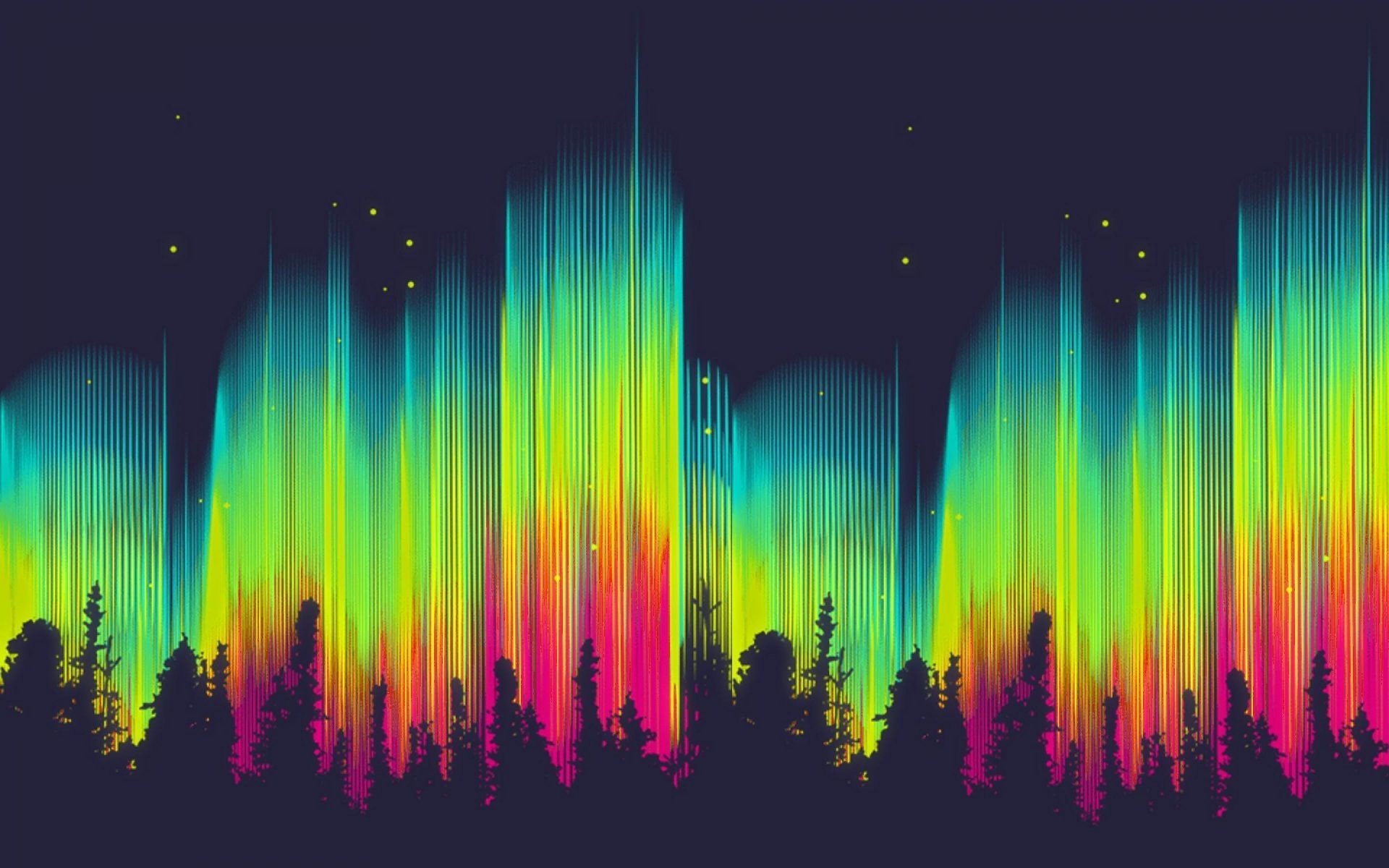 abstraktion hell farben nordlichter wald sterne grafik hintergrund hintergrundbilder