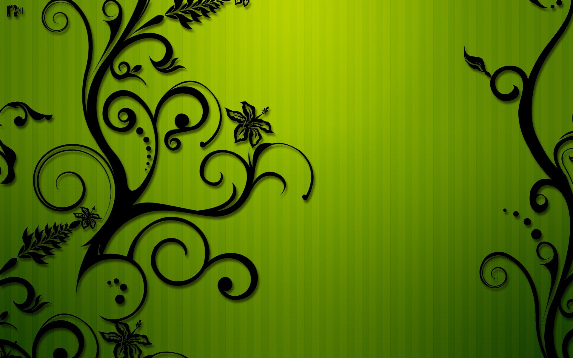 pattern curls flower of the strip green