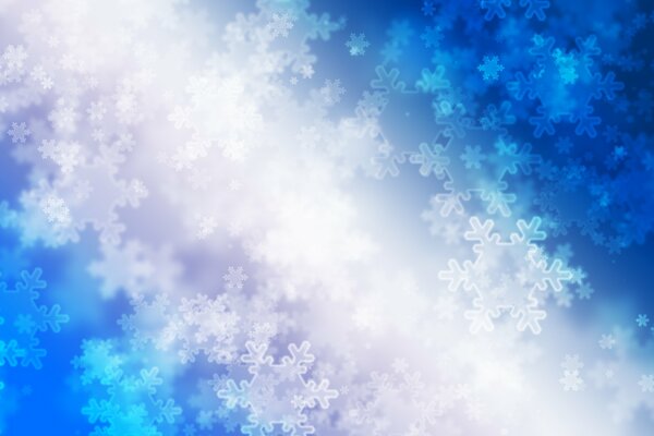Vector snowflakes in white, blue and blue shades