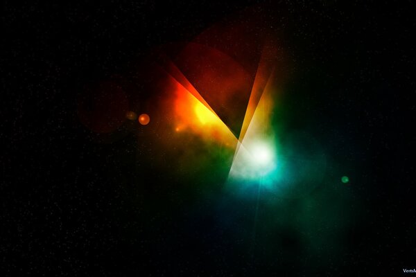 All the colors of the rainbow on a black background. rainbow spot